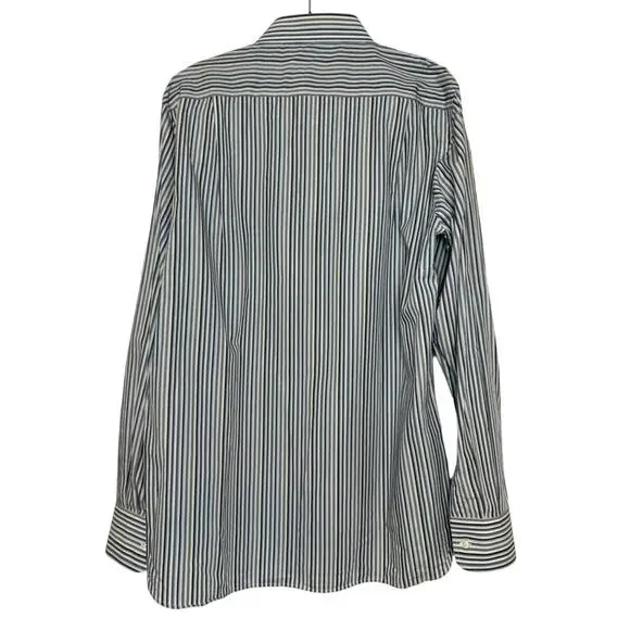 Hart Schaffner & Marx Men’s Large Button Down Dress Shirt Stripped Casual Cotton - Picture 5 of 7